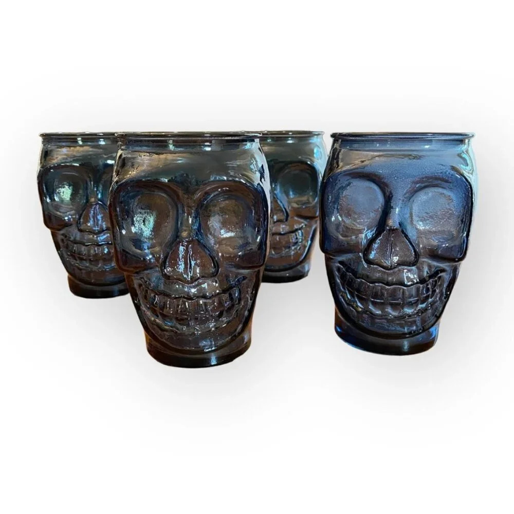 Blue Skull Drinking Glasses Set of 4